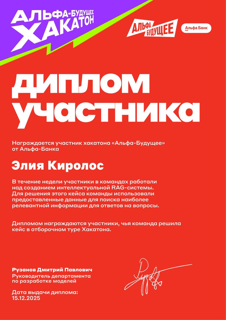 Превью сертификата Альфа-Будущее Hackathon 2025