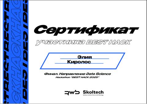 Превью сертификата BEST HACK 2025