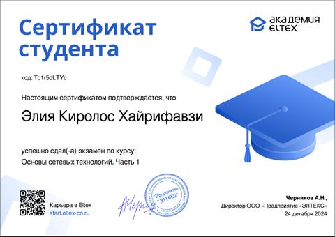 Превью сертификата ELTEX Academy