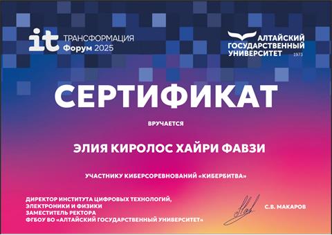 Превью сертификата Cyberbitva