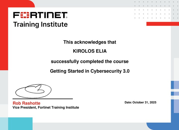 Превью сертификата Fortinet — Getting Started in Cybersecurity 3.0